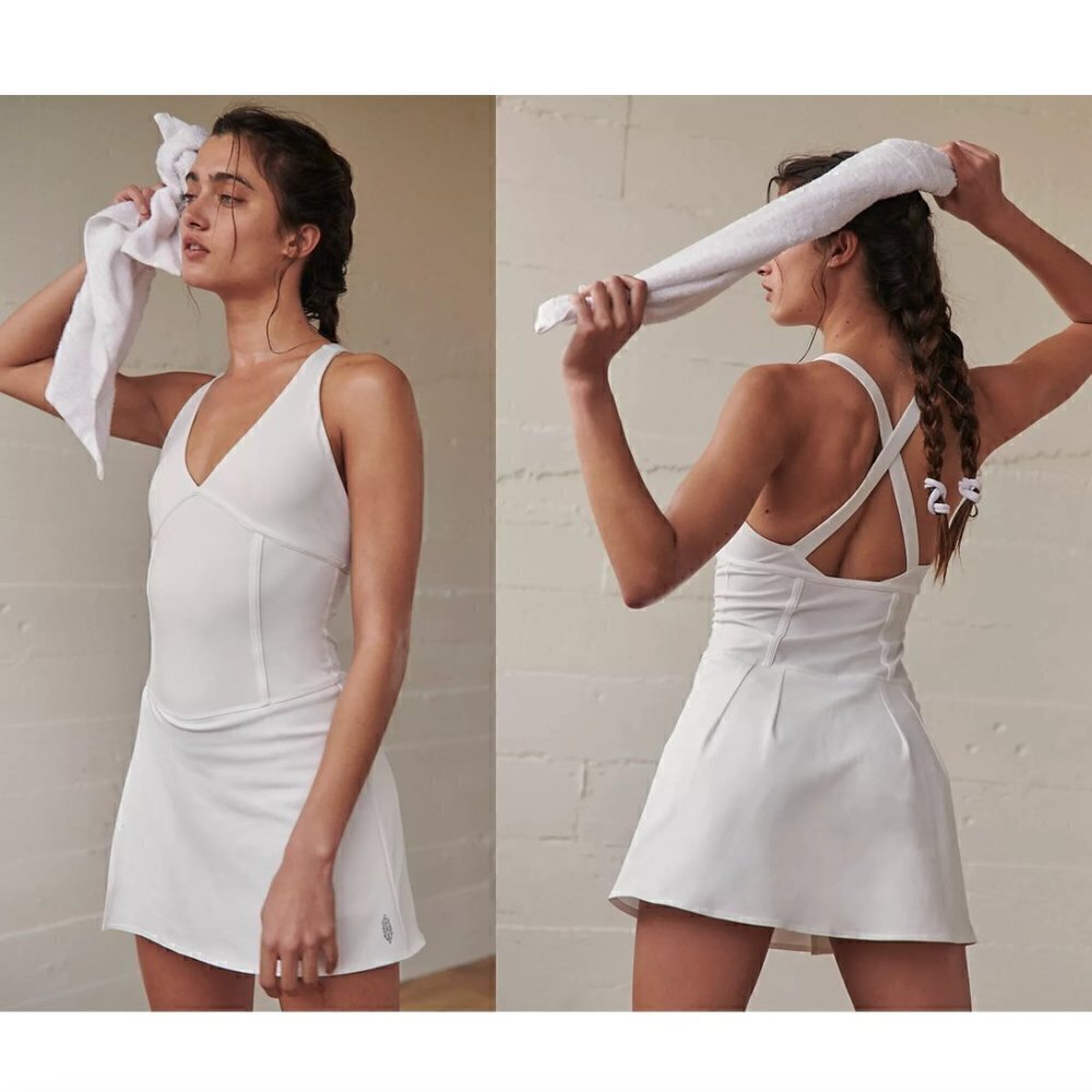FREE PEOPLE FP Movement Drop Shot Minidress in White Size X-Large